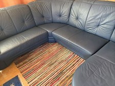 Wohnzimmer Ledercouch dunkel blau/ Sehr gut Erhalten