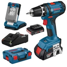 Bosch Akku-Bohrschrauber GSR 18-2-LI inkl. 2 Akkus 2,0 Ah, GLI VAriLED + L-Boxx