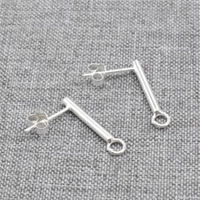 4 Paar 925 Sterling Silber Bar Ohrring Pfosten mit offenen Schleife für Schmuck machen