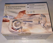 2 Flaschenverschlüsse   Krtistall-Glas ca. 100 mm lang  ca. 18 mm Durchmesser