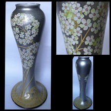 Past Times Jugendstil hohe Keramikvase Silberfolie Stil mit Blütenblumen