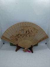 Vintage chinesische Damen Holz klappbar Fan Panda Bär Motiv mit Box