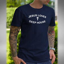 Jesus liebt Deep House Music Herren T-Shirt DJ Clubbing Dance Rave Musikliebhaber