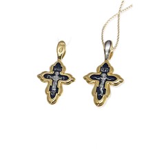 Vergoldete SILBER KREUZ 925 Sterling Anhänger russisch 4522 крест серебрянный