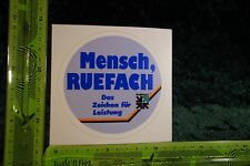 Alter Aufkleber Mensch, RUEFACH Zeichen für Leistung HiFi Video TV Elektronik