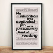 Frankenstein Zitate Buch Seite Kunst meine Erziehung war vernachlässigt Print