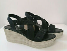 MARCO TOZZI Damen Keil Sandale Plateau Wedge Peeptoe schwarz glitzer Gr 39 40 