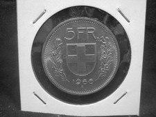 Silbermünze - Schweiz 5 FR 1968 B "Confederatio Helvetica" im Rähmchen  SH8587