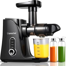 AMZCHEF Kaltpresse Entsafter 90 % Entsafter Kautsafter Obst Gemüse schwarz