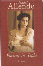Isabel Allende, Porträt in Sepia + Gold und Stein von Heidi Rehn 2 Romane
