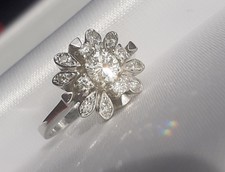 585 Gold Ring 0.65ct GSI Diamant Brillant Solitär Blum Blüte Cocktail 14k n 750 