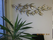 Wanddeko Wandbild Wanddekoration 3D Metall Vögel Silber 