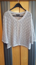 Bolerojacke, Strick, hellgrau mit Silberfaden, Größe 40/42