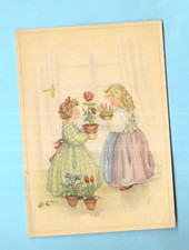 AK DDR ANITA RAHLWES GEBURTSTAG - Mädchen bringen Topfpflanzen - MDV 1952