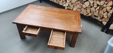 Teak Couchtisch, massiv mit Schubladen Rustikal Dingklik (aus Indonesien)