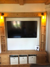 Massiv Altholz Wohnzimmer Schrank/Wohnwand Fichte Maßanfertigung, Beleuchtung