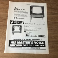 STG) Nov1960 Anzeige 27 11x8"" Ferguson's 17"" ""Golden Glide"" Senderwahl TV 