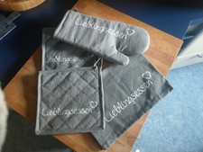 Küchenset Lieblingsessen mit Geschirrtuch Topfhandschuh Topflappen 4teiliges Set