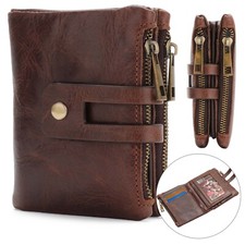 Herren Geldbörse Echt Leder RFID Schutz Hochformat Geldbeutel Portemonnaie Braun