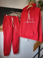 Neu Gr L M Jogginganzug Hoodie Hose Jogginghose Sportanzug Rot Herz