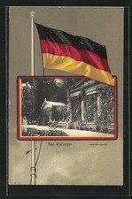 Passepartout-AK Bad Wildungen, Helenen-Quelle mit Nationalflagge 