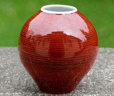 Vase Kugelvase Metzler & Ortloff  rotbraun gestreift Ilmenau DDR GDR