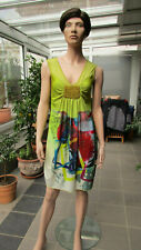 2016 DEUX MILLE VINGT SIX - süßes Sommerkleid, ärmelos, gelbgrün/bunt, Gr. 36/38