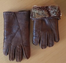 Damen Lederhandschuhe Gr S mit Lammfell gefüttert
