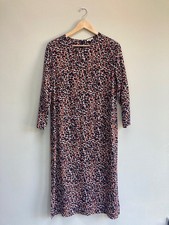 Kleid BELLEROSE Schwarz/Creme/Rost Gr. 14 wadenlang lose Mantel Style