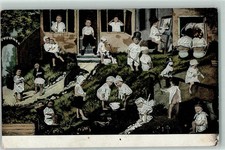 52287614 - Kinder Staffelei Maler Zylinder Hemd Nachttopf