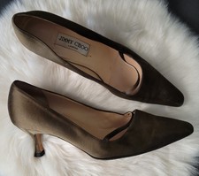 Jimmy Choo Pumps Schuhe Gr. 37 1/2 grün khaki z. Kleid Kostüm VINTAGE TOP!