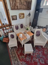 6-teilige elegante Balkon Garten Garnitur Möbel Weidengeflecht ca. 1925