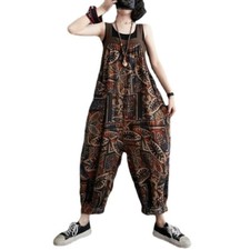 Dame floral bedruckte Baumwolle Latzhose Overall Pumphose Hose Trachten