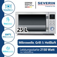 Mikrowelle Heißluft Grill Pizzafunktion 25 L Display Schwarz Silber 3in1 NEU 