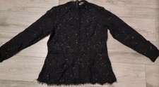 H&M Damen Spitzen Oberteil, Schwarz, Gr. L
