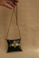 Vintage inländischen Kuh Horn und Messing Kissen Geformt Damen Geldbörse