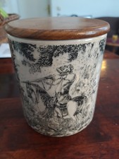Keramik Dose mit Deckel mit Toile de Jouy Muster