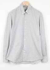 Suitsupply 40/15 3/4 Herren Hemd Slim Fit Button-Down Kariert Baumwolle Grau