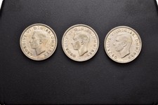 FITZ BRITISH EMPIRE GEORGE VI KING LONDON LOT 3 SIX PENCE 1939, 1942, 1943 ØMIL7