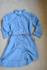 H&M Mädchen Kleid Tunikakleid Jeanskleid blau mit Gürtel Größe 146