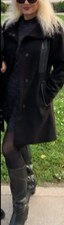 Schwarzer Mantel Damen 42/44 Herbstmantel Lederimitat