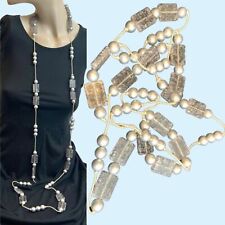 Lange klare quadratische silber runde Harz Kunststoffperlen Halskette Klappe endlos