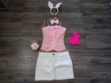 7 Teile Rosa Hasen Karneval Fasching Kostüm Größe S 36/38