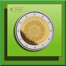 2 Euro "Ukrainische - Sonnenblume" Lettland 2022: Gedenkmünze stgl.