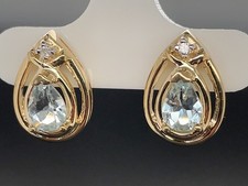 *SCHMUCKJAGD* OHRHSTECKER  333/- GELBGOLD MIT AQUAMARIN & DIAMANT- FACETTENREICH