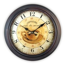 Wanduhr mit Metallrahmen Cappuccino Café du Monde Ø 36 cm Analog 