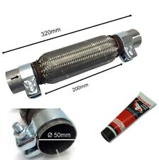 Edelstahl Flexrohr Auspuff 50 x 200 mm + 2 Schellen Flexstück Set ohne Schweißen