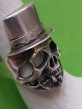 Echter Sterling Silber Ring Totenkopf mit Hut massiv punziert 925