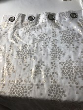 Vohang Gardine Dekoschal weiss gold print Alu Ösen neu ca. 1,40 m x 2,40