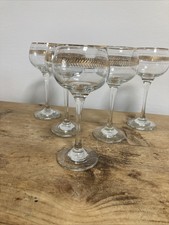 Vintage lange Stielgläser handgeblasen vergoldetes Blattmuster Wein Party Hochzeit